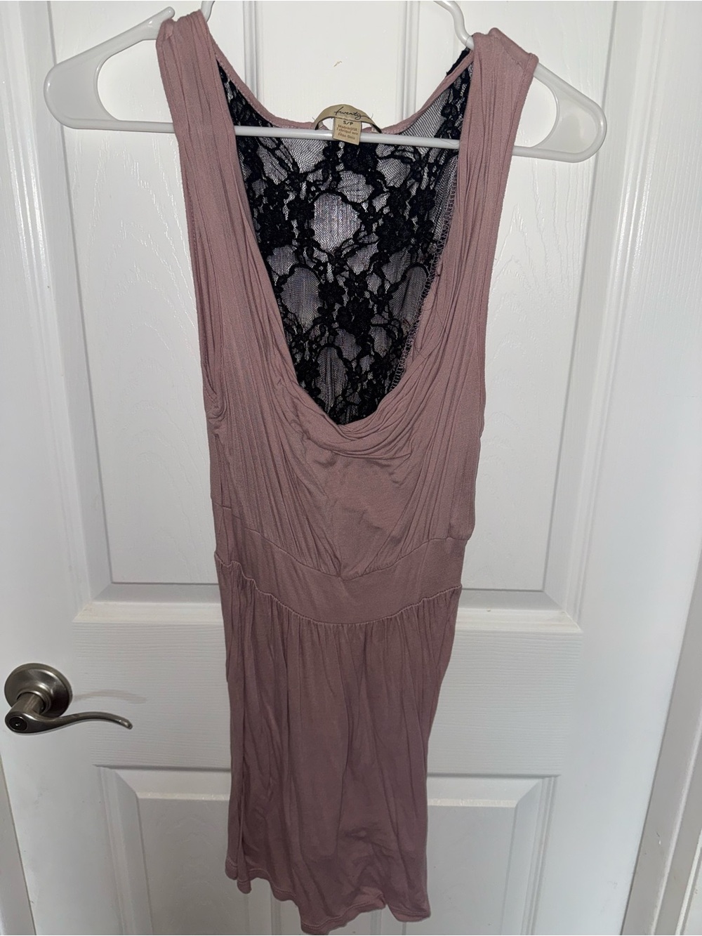 Mauve Sleeveless Dress with Black Lace Back